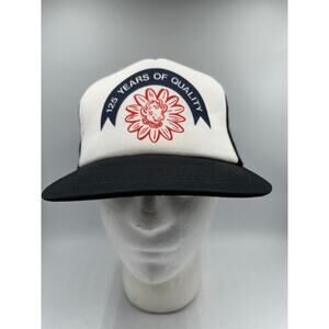 Vintage Borden Dairy Elsie Trucker Hat 125 Years Black White Snapback